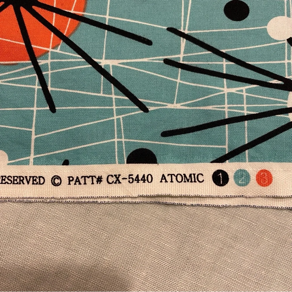Turquoise Michael Miller Atomic Mid-Century Modern 100% Cotton Fabric - 1 yard